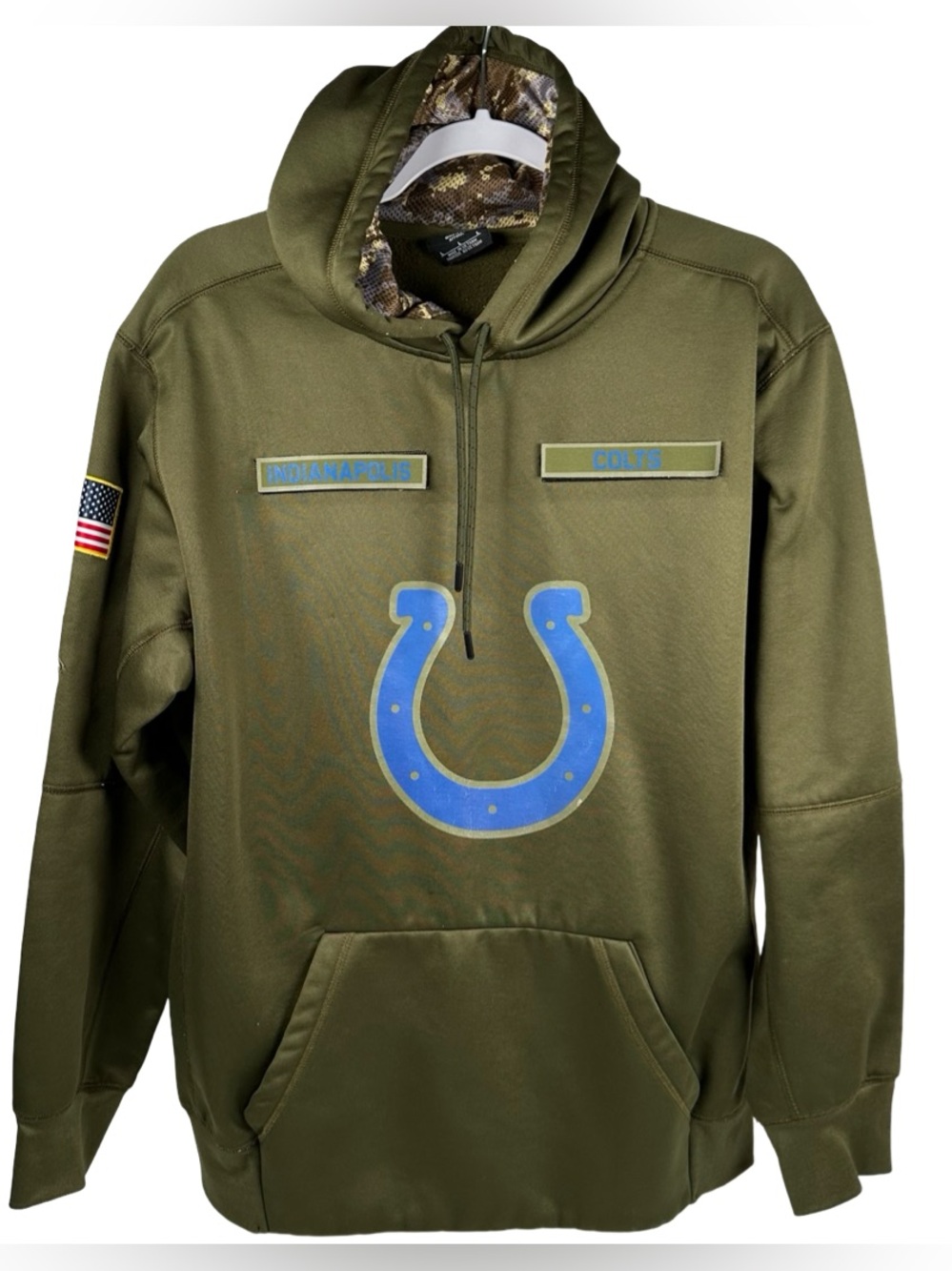 NFL Indianapolis Colts Onfield Salute to Service Hoodie Green Hoodie Men’s Large